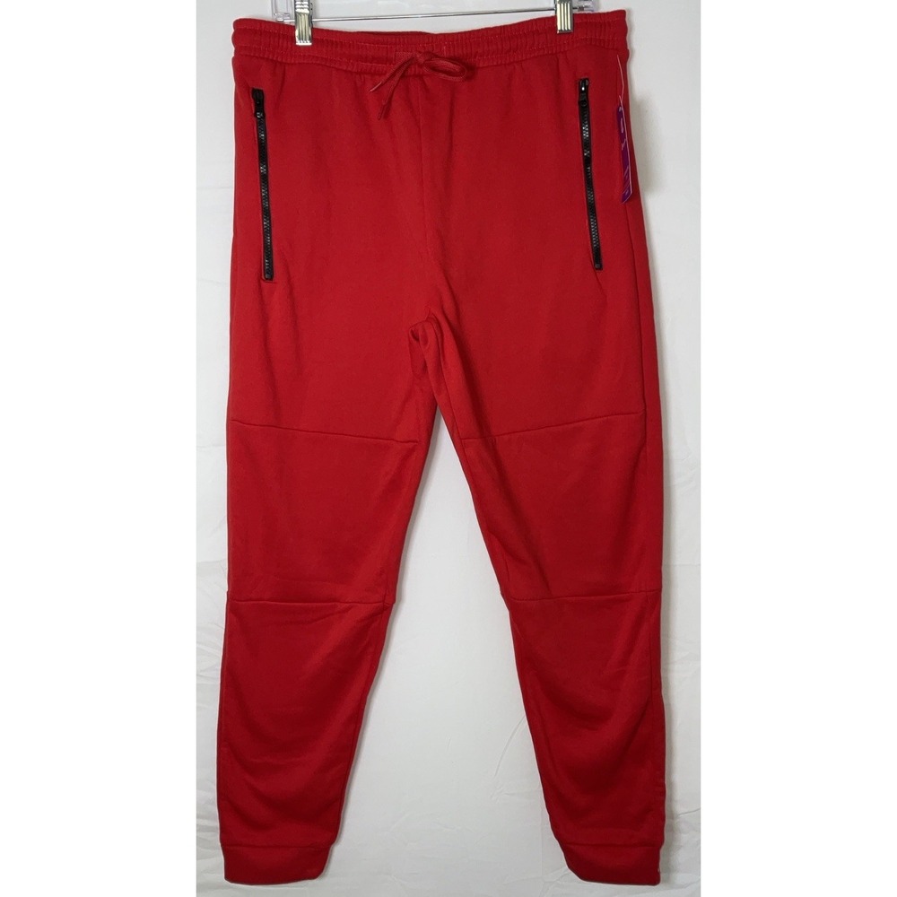 NWT Men's Champion Double Dry Joggers Sweatpants Red w/ Black Zip Pockets Medium